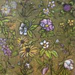 Deloris White | Island Wildflowers Monoprint | viscosity with drypoint | 12 x 12“