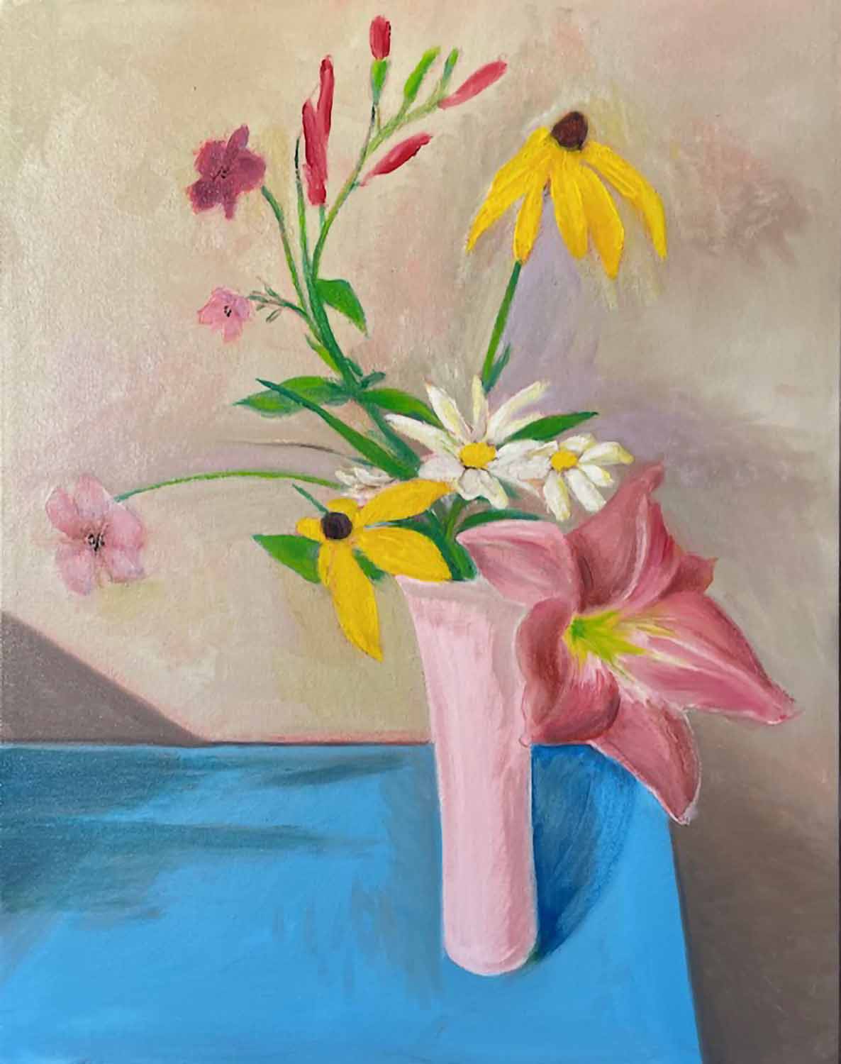 Lou Kohl Morgan; Floral #1, oil on canvas , 14”x18”