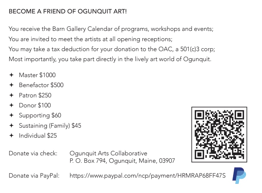 Become a Friend of Ogunquit Art - Barn Gallery