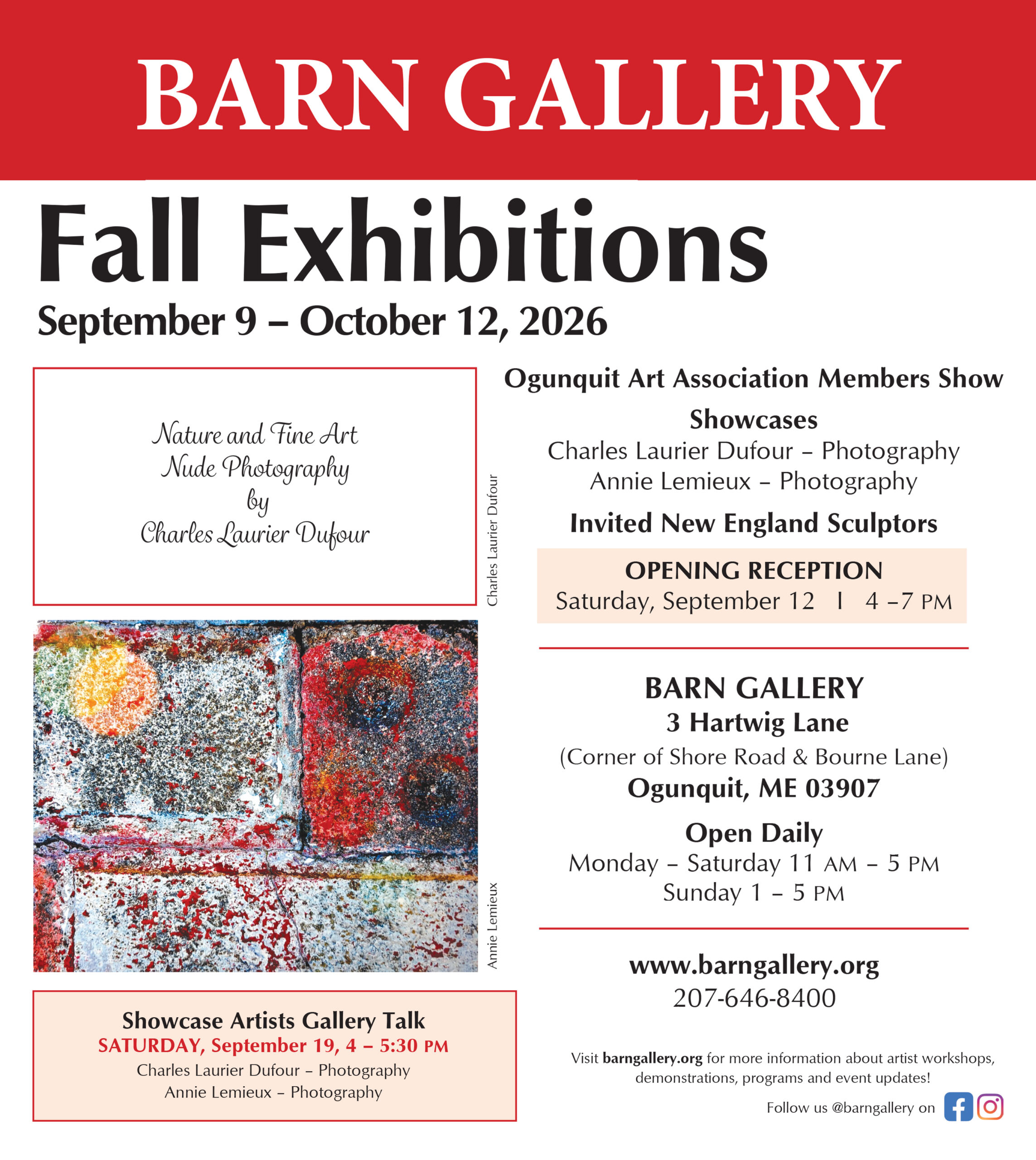 Ogunquit Art Association - Barn Gallery - Fall Art Exhibitions