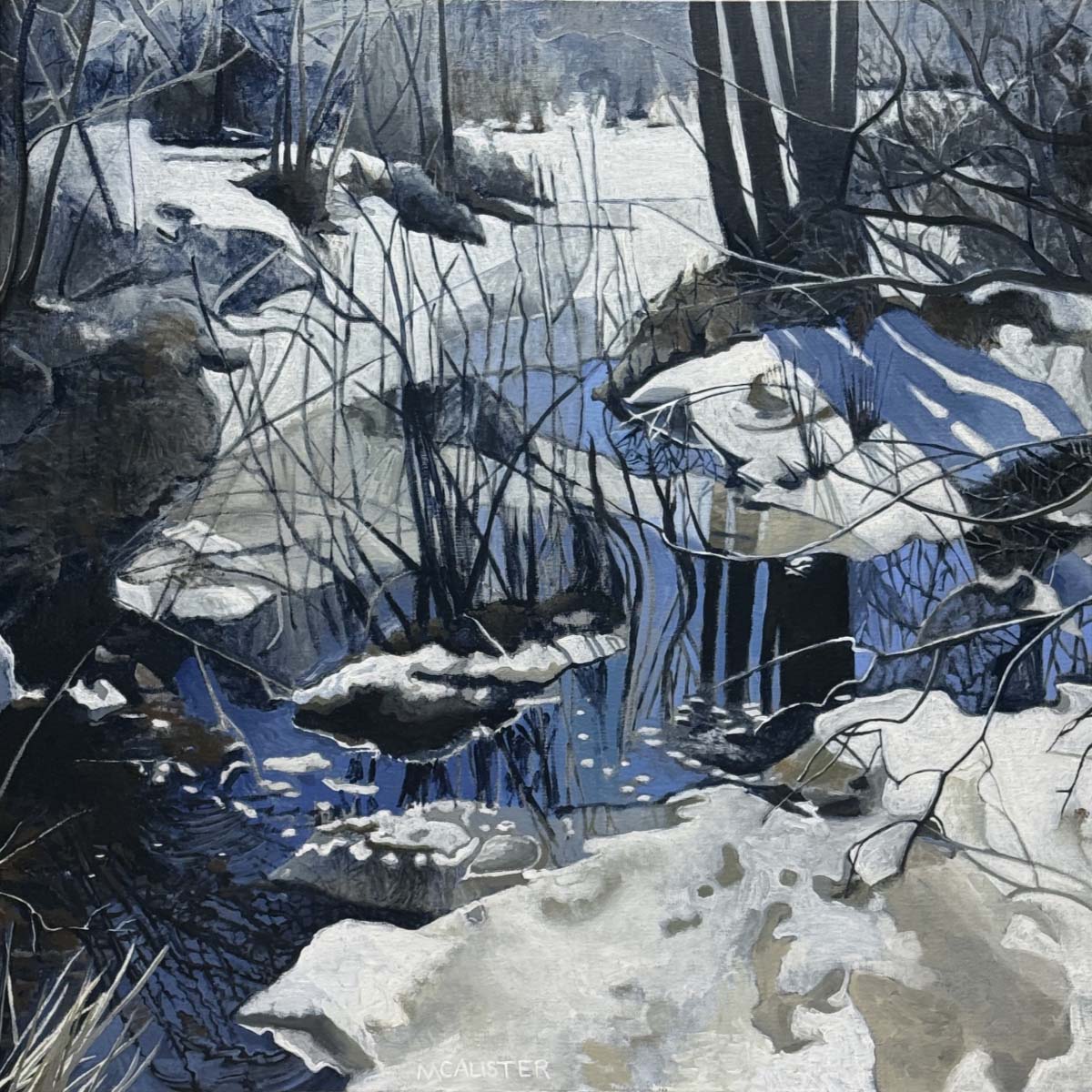 Cheryl McAlister; Ice Water February; acrylic on linen; 36 x 36 x 1.5.
